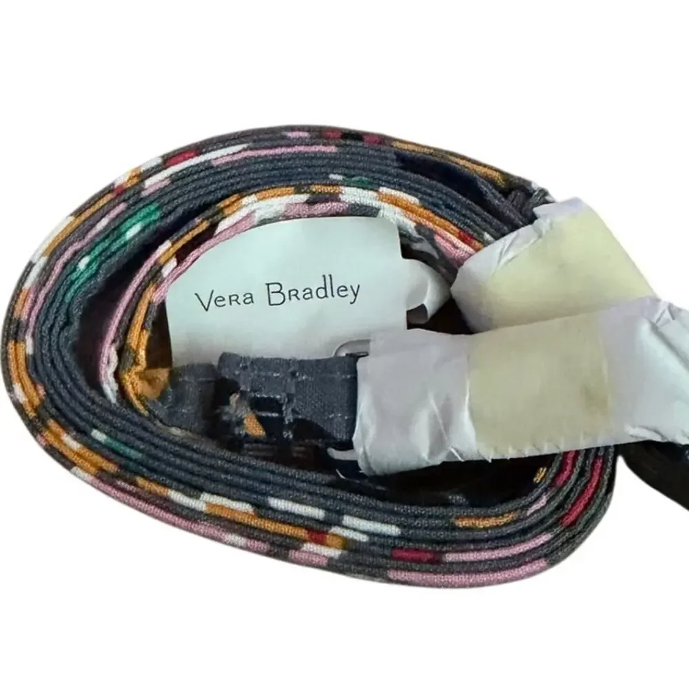 Vera Bradley Gray Floral Fabric Belt Pink Orange D Ring Buckle Women’s NWT